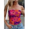 image:imagePRETTYGARDEN Tube Tops for Women 2026 Summer Spring Floral Strapless Going Out Tops Y2K Mesh Cute Beach Vacation ClothesPurple Orange