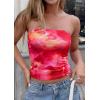 image:imagePRETTYGARDEN Tube Tops for Women 2026 Summer Spring Floral Strapless Going Out Tops Y2K Mesh Cute Beach Vacation ClothesRose Red