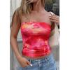 image:imagePRETTYGARDEN Tube Tops for Women 2026 Summer Spring Floral Strapless Going Out Tops Y2K Mesh Cute Beach Vacation ClothesRose Red