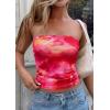 image:imagePRETTYGARDEN Tube Tops for Women 2026 Summer Spring Floral Strapless Going Out Tops Y2K Mesh Cute Beach Vacation ClothesRose Red