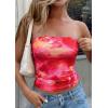 image:imagePRETTYGARDEN Tube Tops for Women 2026 Summer Spring Floral Strapless Going Out Tops Y2K Mesh Cute Beach Vacation ClothesRose Red