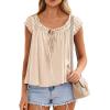 image:imagePRETTYGARDEN Women Babydoll Tops 2026 Summer Clothes Cap Sleeve Tie Front Flowy Tank Top Peplum Blouses Cute Going Out ShirtsApricot