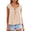 image:imagePRETTYGARDEN Women Babydoll Tops 2026 Summer Clothes Cap Sleeve Tie Front Flowy Tank Top Peplum Blouses Cute Going Out ShirtsApricot