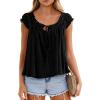 image:imagePRETTYGARDEN Women Babydoll Tops 2026 Summer Clothes Cap Sleeve Tie Front Flowy Tank Top Peplum Blouses Cute Going Out ShirtsBlack