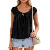 image:imagePRETTYGARDEN Women Babydoll Tops 2026 Summer Clothes Cap Sleeve Tie Front Flowy Tank Top Peplum Blouses Cute Going Out ShirtsBlack