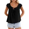 image:imagePRETTYGARDEN Women Babydoll Tops 2026 Summer Clothes Cap Sleeve Tie Front Flowy Tank Top Peplum Blouses Cute Going Out ShirtsBlack