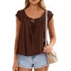 image:imagePRETTYGARDEN Women Babydoll Tops 2026 Summer Clothes Cap Sleeve Tie Front Flowy Tank Top Peplum Blouses Cute Going Out ShirtsBrown