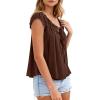 image:imagePRETTYGARDEN Women Babydoll Tops 2026 Summer Clothes Cap Sleeve Tie Front Flowy Tank Top Peplum Blouses Cute Going Out ShirtsBrown