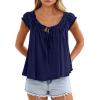 image:imagePRETTYGARDEN Women Babydoll Tops 2026 Summer Clothes Cap Sleeve Tie Front Flowy Tank Top Peplum Blouses Cute Going Out ShirtsNavy Blue