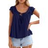 image:imagePRETTYGARDEN Women Babydoll Tops 2026 Summer Clothes Cap Sleeve Tie Front Flowy Tank Top Peplum Blouses Cute Going Out ShirtsNavy Blue