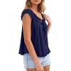 image:imagePRETTYGARDEN Women Babydoll Tops 2026 Summer Clothes Cap Sleeve Tie Front Flowy Tank Top Peplum Blouses Cute Going Out ShirtsNavy Blue