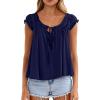 image:imagePRETTYGARDEN Women Babydoll Tops 2026 Summer Clothes Cap Sleeve Tie Front Flowy Tank Top Peplum Blouses Cute Going Out ShirtsNavy Blue