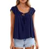 image:imagePRETTYGARDEN Women Babydoll Tops 2026 Summer Clothes Cap Sleeve Tie Front Flowy Tank Top Peplum Blouses Cute Going Out ShirtsNavy Blue