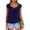 image:imagePRETTYGARDEN Women Babydoll Tops 2026 Summer Clothes Cap Sleeve Tie Front Flowy Tank Top Peplum Blouses Cute Going Out ShirtsNavy Blue