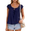 image:imagePRETTYGARDEN Women Babydoll Tops 2026 Summer Clothes Cap Sleeve Tie Front Flowy Tank Top Peplum Blouses Cute Going Out ShirtsNavy Blue