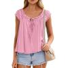 image:imagePRETTYGARDEN Women Babydoll Tops 2026 Summer Clothes Cap Sleeve Tie Front Flowy Tank Top Peplum Blouses Cute Going Out ShirtsPink