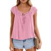 image:imagePRETTYGARDEN Women Babydoll Tops 2026 Summer Clothes Cap Sleeve Tie Front Flowy Tank Top Peplum Blouses Cute Going Out ShirtsPink