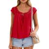 image:imagePRETTYGARDEN Women Babydoll Tops 2026 Summer Clothes Cap Sleeve Tie Front Flowy Tank Top Peplum Blouses Cute Going Out ShirtsRed
