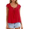 image:imagePRETTYGARDEN Women Babydoll Tops 2026 Summer Clothes Cap Sleeve Tie Front Flowy Tank Top Peplum Blouses Cute Going Out ShirtsRed