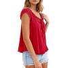 image:imagePRETTYGARDEN Women Babydoll Tops 2026 Summer Clothes Cap Sleeve Tie Front Flowy Tank Top Peplum Blouses Cute Going Out ShirtsRed