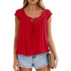image:imagePRETTYGARDEN Women Babydoll Tops 2026 Summer Clothes Cap Sleeve Tie Front Flowy Tank Top Peplum Blouses Cute Going Out ShirtsRed