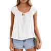 image:imagePRETTYGARDEN Women Babydoll Tops 2026 Summer Clothes Cap Sleeve Tie Front Flowy Tank Top Peplum Blouses Cute Going Out ShirtsWhite
