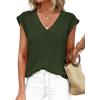 image:imagePRETTYGARDEN Womens 2026 Lightweight Sweaters Vest Spring Trendy Cap Sleeve V Neck Knit Tank Tops Summer Going Out OutfitsArmy Green