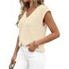 image:imagePRETTYGARDEN Womens 2026 Lightweight Sweaters Vest Spring Trendy Cap Sleeve V Neck Knit Tank Tops Summer Going Out OutfitsBeige