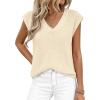 image:imagePRETTYGARDEN Womens 2026 Lightweight Sweaters Vest Spring Trendy Cap Sleeve V Neck Knit Tank Tops Summer Going Out OutfitsBeige
