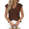 image:imagePRETTYGARDEN Womens 2026 Lightweight Sweaters Vest Spring Trendy Cap Sleeve V Neck Knit Tank Tops Summer Going Out OutfitsCoffee