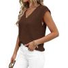 image:imagePRETTYGARDEN Womens 2026 Lightweight Sweaters Vest Spring Trendy Cap Sleeve V Neck Knit Tank Tops Summer Going Out OutfitsCoffee