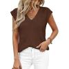 image:imagePRETTYGARDEN Womens 2026 Lightweight Sweaters Vest Spring Trendy Cap Sleeve V Neck Knit Tank Tops Summer Going Out OutfitsCoffee