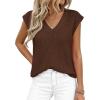 image:imagePRETTYGARDEN Womens 2026 Lightweight Sweaters Vest Spring Trendy Cap Sleeve V Neck Knit Tank Tops Summer Going Out OutfitsCoffee