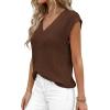 image:imagePRETTYGARDEN Womens 2026 Lightweight Sweaters Vest Spring Trendy Cap Sleeve V Neck Knit Tank Tops Summer Going Out OutfitsCoffee