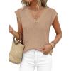 image:imagePRETTYGARDEN Womens 2026 Lightweight Sweaters Vest Spring Trendy Cap Sleeve V Neck Knit Tank Tops Summer Going Out OutfitsKhaki