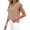 image:imagePRETTYGARDEN Womens 2026 Lightweight Sweaters Vest Spring Trendy Cap Sleeve V Neck Knit Tank Tops Summer Going Out OutfitsKhaki