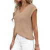 image:imagePRETTYGARDEN Womens 2026 Lightweight Sweaters Vest Spring Trendy Cap Sleeve V Neck Knit Tank Tops Summer Going Out OutfitsKhaki