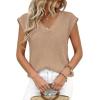 image:imagePRETTYGARDEN Womens 2026 Lightweight Sweaters Vest Spring Trendy Cap Sleeve V Neck Knit Tank Tops Summer Going Out OutfitsKhaki