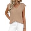 image:imagePRETTYGARDEN Womens 2026 Lightweight Sweaters Vest Spring Trendy Cap Sleeve V Neck Knit Tank Tops Summer Going Out OutfitsKhaki