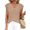 image:imagePRETTYGARDEN Womens 2026 Lightweight Sweaters Vest Spring Trendy Cap Sleeve V Neck Knit Tank Tops Summer Going Out OutfitsKhaki