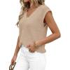 image:imagePRETTYGARDEN Womens 2026 Lightweight Sweaters Vest Spring Trendy Cap Sleeve V Neck Knit Tank Tops Summer Going Out OutfitsLight Khaki