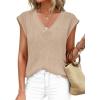 image:imagePRETTYGARDEN Womens 2026 Lightweight Sweaters Vest Spring Trendy Cap Sleeve V Neck Knit Tank Tops Summer Going Out OutfitsLight Khaki