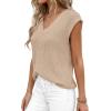 image:imagePRETTYGARDEN Womens 2026 Lightweight Sweaters Vest Spring Trendy Cap Sleeve V Neck Knit Tank Tops Summer Going Out OutfitsLight Khaki