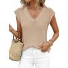 image:imagePRETTYGARDEN Womens 2026 Lightweight Sweaters Vest Spring Trendy Cap Sleeve V Neck Knit Tank Tops Summer Going Out OutfitsLight Khaki