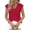 image:imagePRETTYGARDEN Womens 2026 Lightweight Sweaters Vest Spring Trendy Cap Sleeve V Neck Knit Tank Tops Summer Going Out OutfitsRed