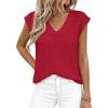 image:imagePRETTYGARDEN Womens 2026 Lightweight Sweaters Vest Spring Trendy Cap Sleeve V Neck Knit Tank Tops Summer Going Out OutfitsRed