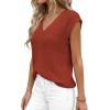 image:imagePRETTYGARDEN Womens 2026 Lightweight Sweaters Vest Spring Trendy Cap Sleeve V Neck Knit Tank Tops Summer Going Out OutfitsRust Red