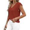 image:imagePRETTYGARDEN Womens 2026 Lightweight Sweaters Vest Spring Trendy Cap Sleeve V Neck Knit Tank Tops Summer Going Out OutfitsRust Red
