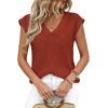 image:imagePRETTYGARDEN Womens 2026 Lightweight Sweaters Vest Spring Trendy Cap Sleeve V Neck Knit Tank Tops Summer Going Out OutfitsRust Red