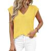 image:imagePRETTYGARDEN Womens 2026 Lightweight Sweaters Vest Spring Trendy Cap Sleeve V Neck Knit Tank Tops Summer Going Out OutfitsYellow